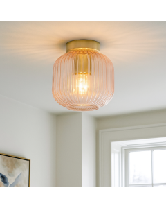 Roze plafondlamp Charlois, glas, retro