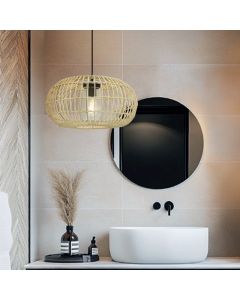 Rotan badkamer hanglamp bruin, Emilio, IP44