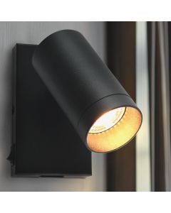 Moderne wandspot zwart, Nadi, met schakelaar