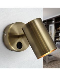 Moderne wandlamp brons, Elena, met schakelaar