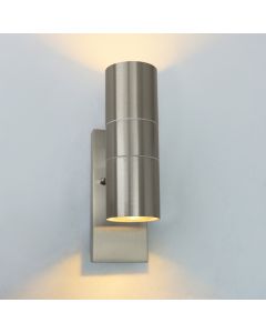 Buiten up-down wandlamp met schemersensor Pedro, roestvrij staal (rvs)
