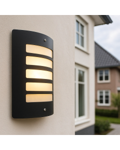 Moderne buiten wandlamp met schemersensor Manuel, zwart, aluminium, IP44