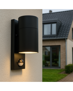 Zwarte buitenlamp Pedro - met bewegingssensor