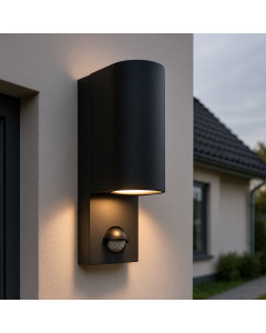 Moderne buiten wandlamp met bewegingssensor zwart, Corina, IP54