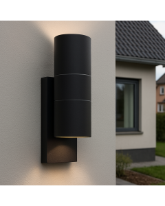 Zwarte buitenlamp, schemersensor Pedro, roestvrij staal (rvs)
