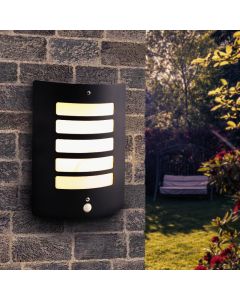Moderne buiten wandlamp met bewegingssensor Manuel, zwart, aluminium, IP44