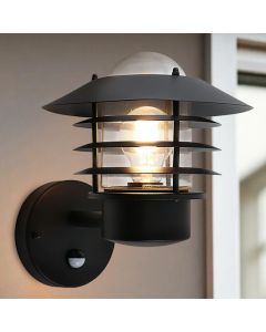 Rvs buiten wandlamp met bewegingssensor zwart, Felice, IP44