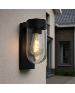 Aluminium buiten wandlamp met schemersensor zwart, Bella, IP44