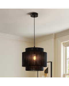 Landelijke hanglamp zwart, Sanny