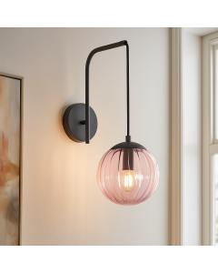 Retro wandlamp roze, Rifka, met schakelaar