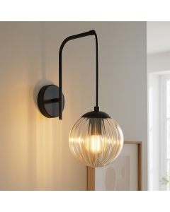 Retro wandlamp amber, Rifka, met schakelaar