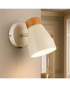 Landelijke wandlamp beige, Freddie, met schakelaar