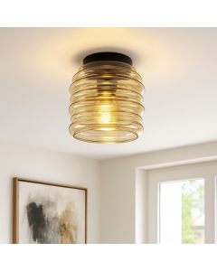 Glazen plafondlamp amber, Karen