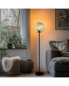 Design vloerlamp amber, Dolf, met schakelaar