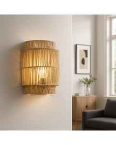 Landelijke wandlamp bruin, Selena, met schakelaar
