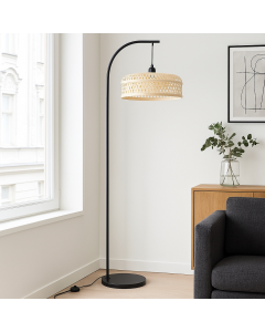 Bamboe vloerlamp bruin, Jennifer, met schakelaar