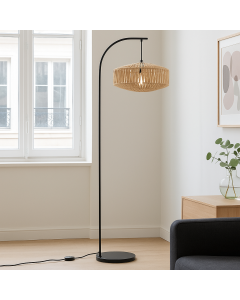 Landelijke vloerlamp bruin, Selena, met schakelaar