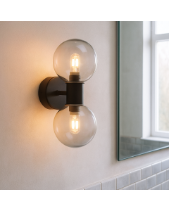 Moderne badkamer wandlamp zwart, Amer, IP44