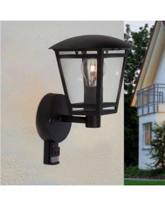 Moderne buiten wandlamp met bewegingssensor zwart, Jedidjah, IP44