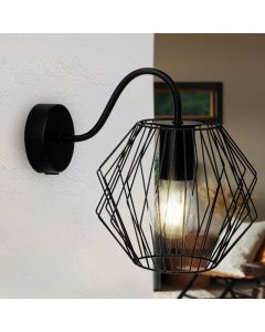 Industriële wandlamp Alvina, Zwart