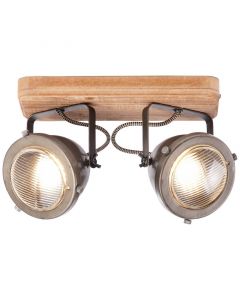 Moderne plafondlamp Elena, Burned Steel, Hout