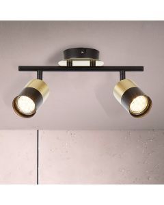 Moderne plafondlamp Cato, Geborsteld Messing, zwart