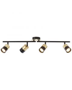 Moderne plafondlamp Cato, Geborsteld Messing, zwart