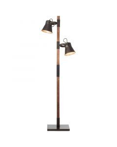 Industriële staande leeslamp Audrey, Metaal, met aan/uit schakelaar op het snoer
