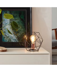 Industriële tafellamp koper, Noelle, met schakelaar