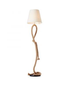 Landelijke vloerlamp Boyke, Stof, met aan/uit schakelaar op het snoer
