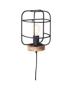 Industriële wandlamp Taede, Metaal, met aan/uit schakelaar op het snoer