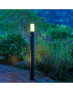 Metalen staande buitenlamp met bewegingssensor zwart, Meis, IP44