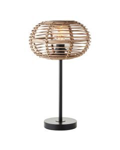 Rotan tafellamp bruin, Sevim, met schakelaar