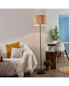 Landelijke vloerlamp beige, Wenda, met schakelaar