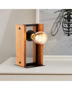 Houten tafellamp bruin, Rasha, met schakelaar