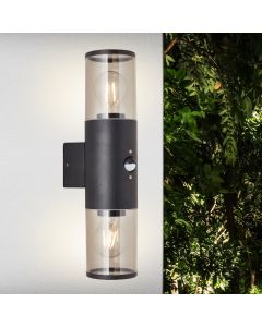 Moderne buiten wandlamp met bewegingssensor zwart, Sherwin, IP44