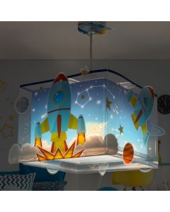 Blauwe kinderkamer hanglamp, Raket