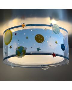 Blauwe kinderkamer plafondlamp kunststof, Planeten