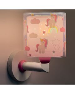 Roze kinderkamer wandlamp kunststof, Unicorn