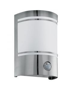 Zilveren moderne buiten wandlamp met bewegingssensor glas, Aartje, IP44