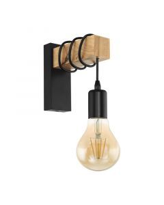 Zwarte landelijke wandlamp, Anton, staal