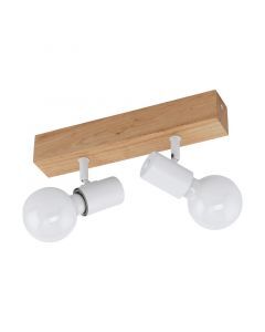 Bruine landelijke plafondspot, Anton, hout, 2 lampen