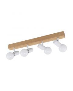Bruine landelijke plafondspot, Anton, hout, 4 lampen