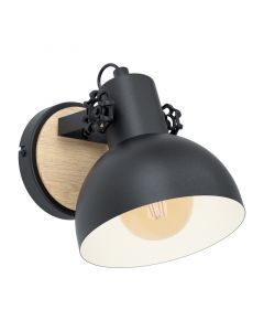 Zwarte industriële wandlamp, Elmira, staal