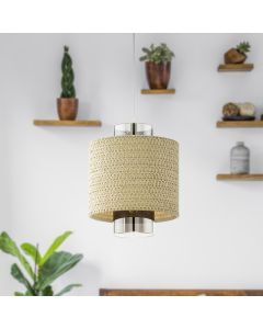 Rotan hanglamp beige, Erick