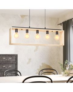 Landelijke hanglamp hout, Olaf