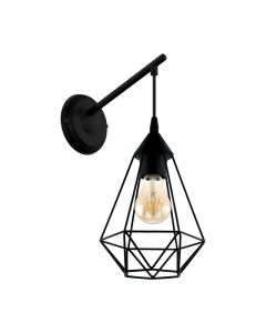 Zwarte industriële wandlamp staal, Costel