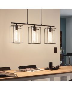 Zwarte industriële hanglamp glas, Aprica