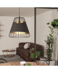 Zwarte retro hanglamp metaal, Joost