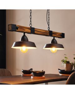 Houten balk hanglamp bruin, Josia